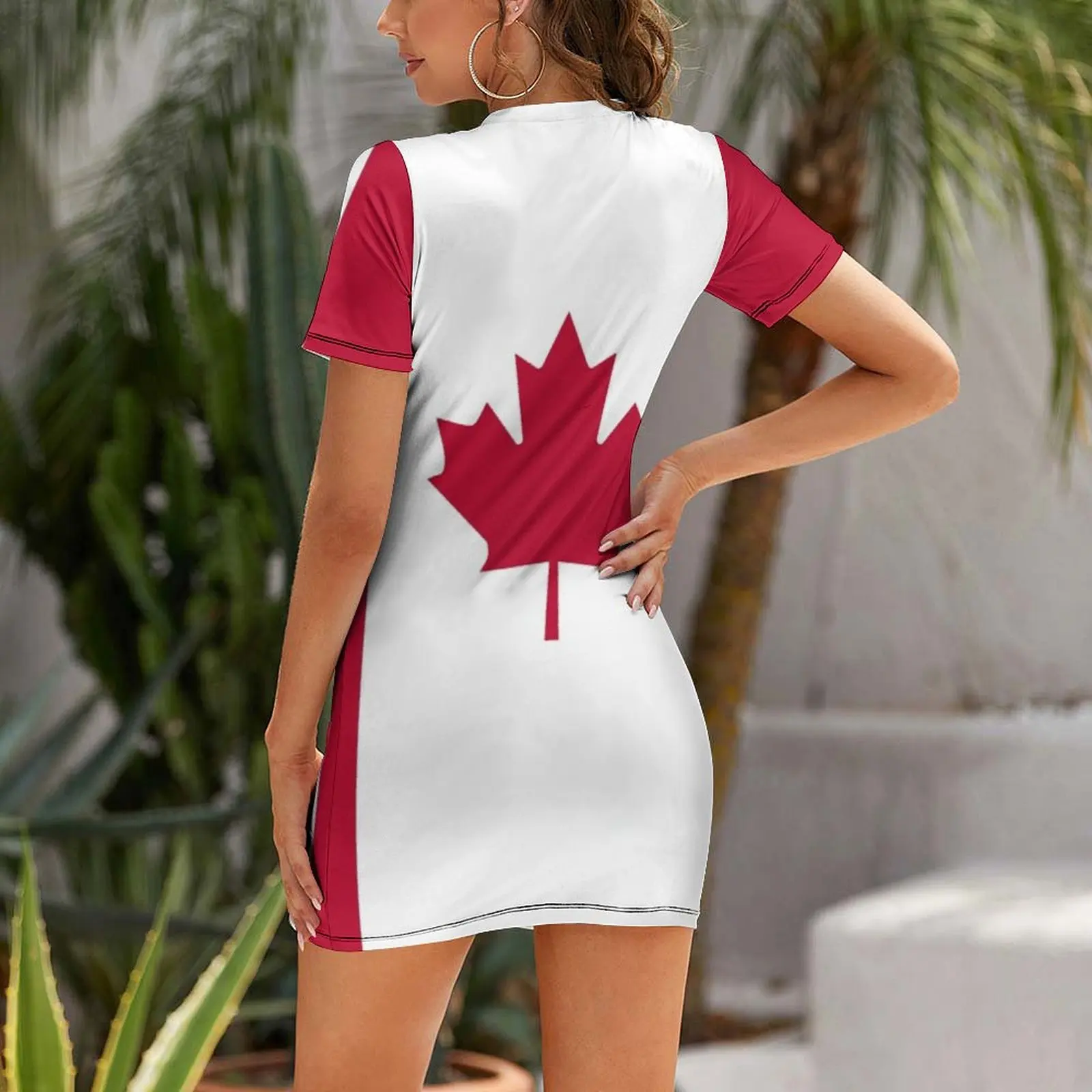 Kanada Bayrağı Kısa Kollu Elbi - Summer Clothing Women Canada incelemesi ve fiyatı